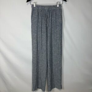 NA-KD Linen Blend Drawstring Striped Pants EU 34/US 2-4 Wide Leg High Waist Blue